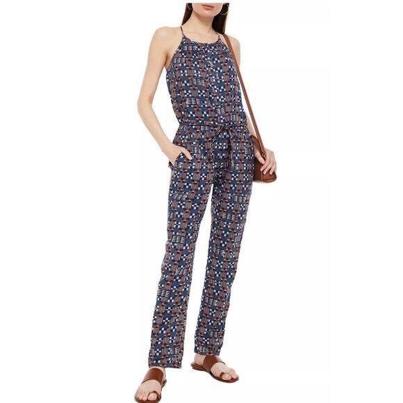 Isabel Marant Etoile Blue Orange White Geometric Tank Button Jumpsuit sz 36 / 6 - Picture 1 of 16
